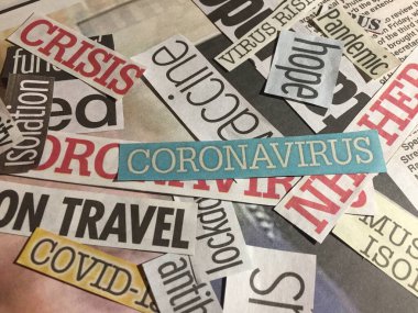 İngiltere gazetelerinden Coronavirus manşetleri, Coronavirus pandemi- stok fotoğraf görüntülerinin neden olduğu panik için medya kolajı kavramı