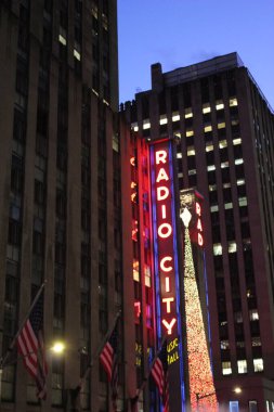 New York, U.S.A - 20 / 12 / 2019: Manhattan şehir merkezindeki Broadway alanı, popüler turistik mekan ışıkları, neon reklamları ve gösterileri - stok fotoğrafı