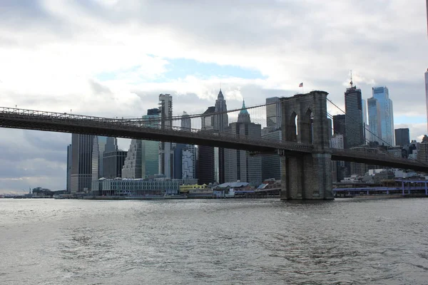 New York Usa 2019 Brooklyn Bridge New York Manhattan Wolkenkratzer — Stockfoto