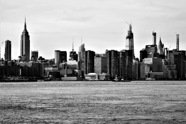 New York Usa 2019 Williamsburg Brug New York Manhattan Wolkenkrabbers — Stockfoto