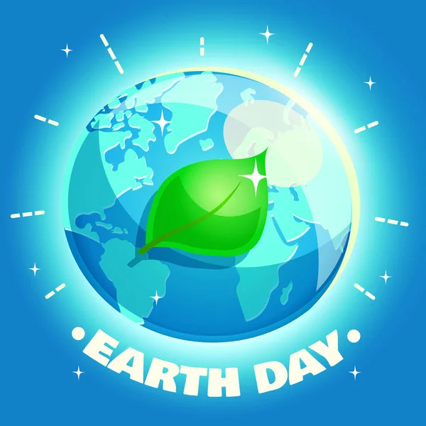 Dünya gün Poster. Eko ekoloji tasarım konsepti ile bir gezegen ve bir yaprak