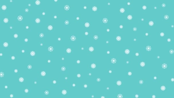 Різдвяний Рух Фону Сніг Білими Сніговими Пластівцями Синьому Фоні — стокове відео