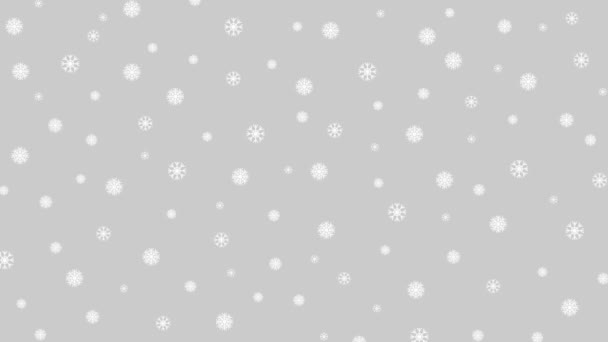 Sfondo Movimento Natale Nevicata Con Fiocchi Neve Bianca Sfondo Grigio — Video Stock