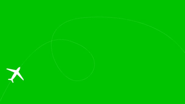Plane Flies Trajectory Airplane Travel Isolated Airplane Green Background — 비디오