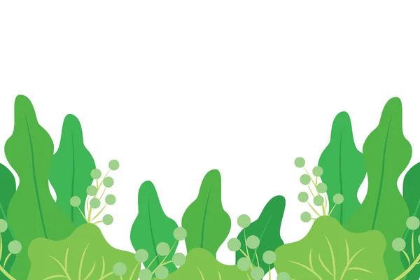 Pankart için yeşil yapraklar ve böğürtlen içeren soyut bir arka plan, web sitesi. Modern düz vektör çizimi beyaz arkaplanda izole edildi.