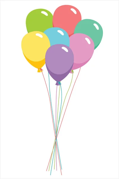 Ett Gäng Färgballonger Isolerade Vit Bakgrund Platt Vektor Illustration — Stock vektor