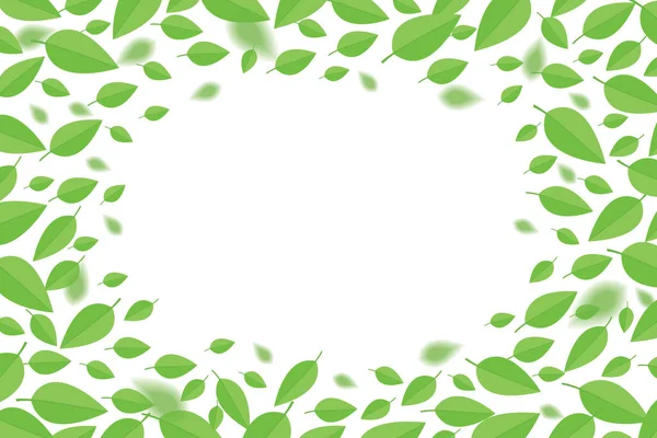 Hintergrund Mit Grünen Fliegenden Blättern Blätter Fliegen Auf Weißem Hintergrund — Stockvektor