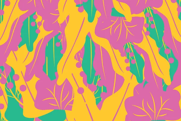 Pankart için yaprakları ve böğürtlenleri olan soyut bir arka plan, web sitesi. Modern düz parlak vektör çizimi.