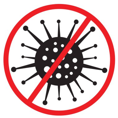 Tehlikeli Coronavirus hücresinin ikonu. 2019 model Coronavirus pnömonisi Wuhan, Çin 'de. Düz vektör çizimi beyaz arkaplanda izole edildi. Virüs dezenfeksiyon.