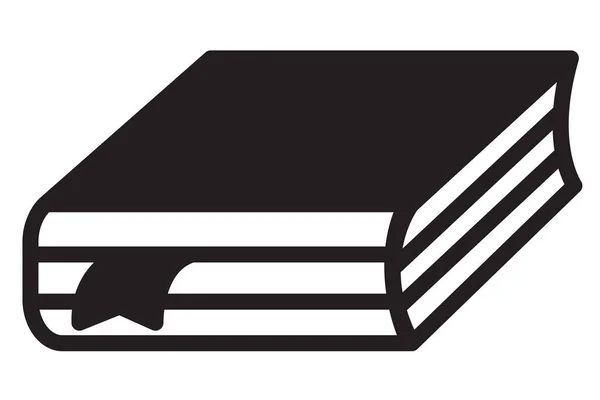 Icône Noire Livre Avec Signet Illustration Vectorielle Plate Isolée Sur — Image vectorielle