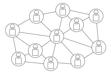 İnsanların kendi aralarında bağlanma sembolü. Takım çalışması konsepti. Vektör illüstrasyonu beyaz arkaplanda izole edildi.