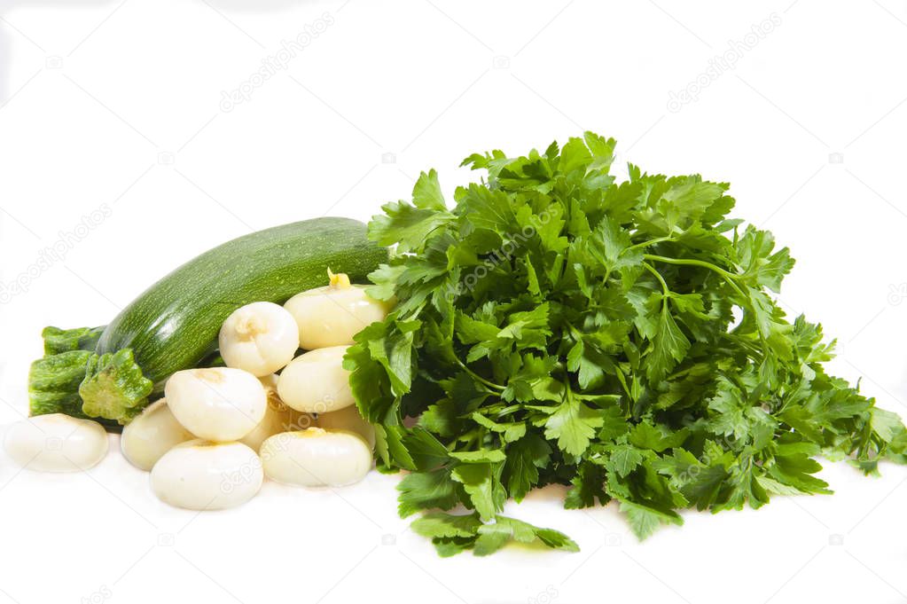 Parsley, onions and zucchini