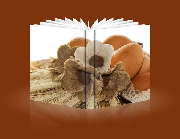 A könyv a húsvéti dekoráció — Stock Fotó