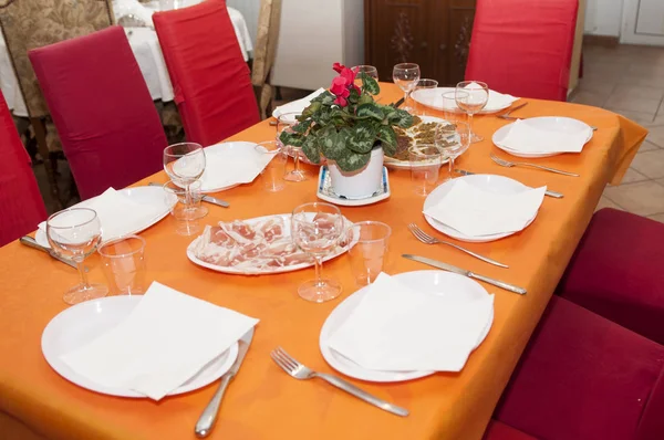 Table set for a charity party — Stock Photo, Image