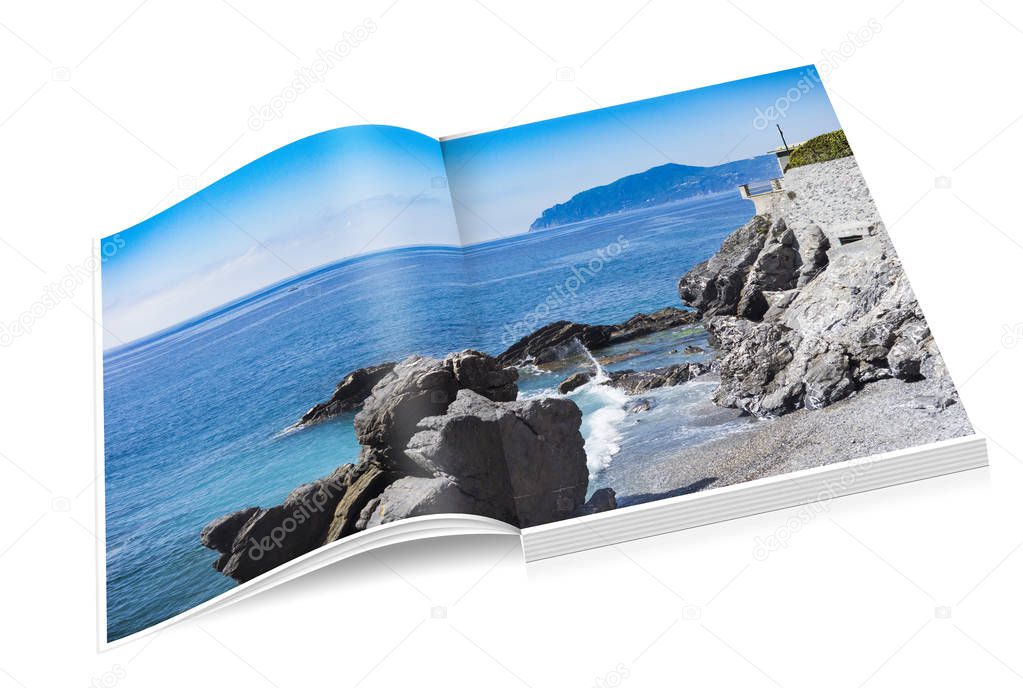 book of rocky coast of Nervi in Genoa.