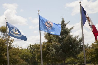 Louisiana, Oklahoma ve Iowa Devlet bayrakları