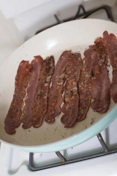 Frying Greasy Bacon — Stock Photo, Image