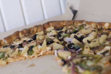 Vejetaryen pizza yakın çekim