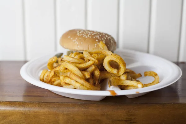 Veggie Burger and Fries — Stock Photo, Image