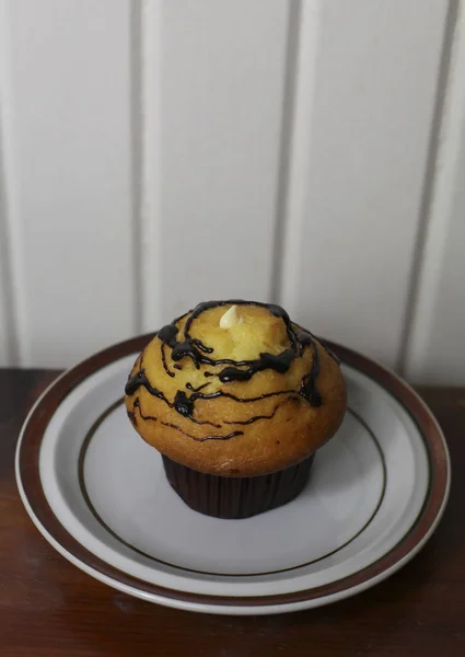 Coffee and Chocolate Muffin — Stock Photo, Image