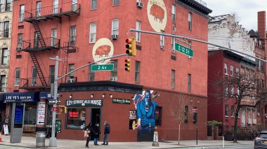 An old ale house with wall art in NYC