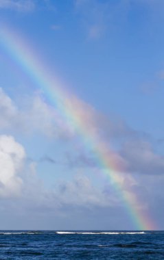 Hawaii 'de okyanusun üstünde gökkuşağı