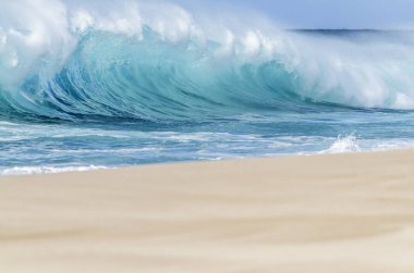 Beautiful breaking waves on the shore in Hawaii clipart