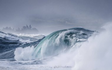 Beautiful Breaking Ocean wave on the north shore of Oahu Hawaii