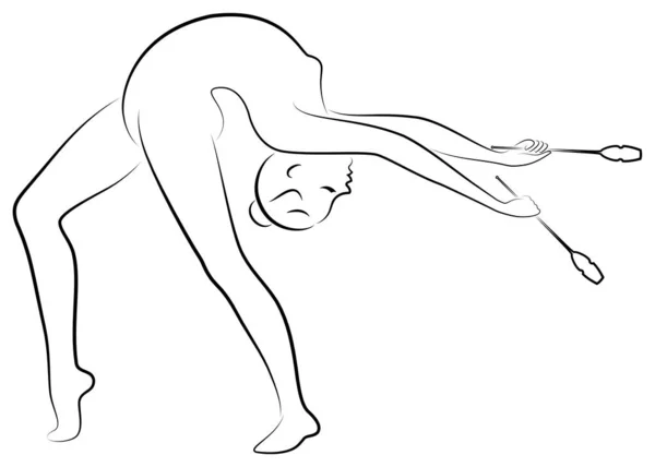 Gymnastique rythmique. Silhouette d'une fille avec des masses. Super gymnaste. La femme est mince et jeune. Illustration vectorielle — Image vectorielle