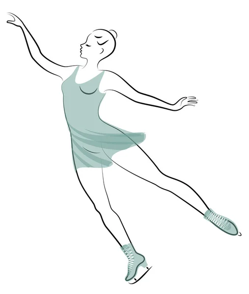 Schaatsen op ijs. Het meisje is mooi en slank. Vrouwelijke atleet, kunstschaatser. Vectorillustratie. — Stockvector