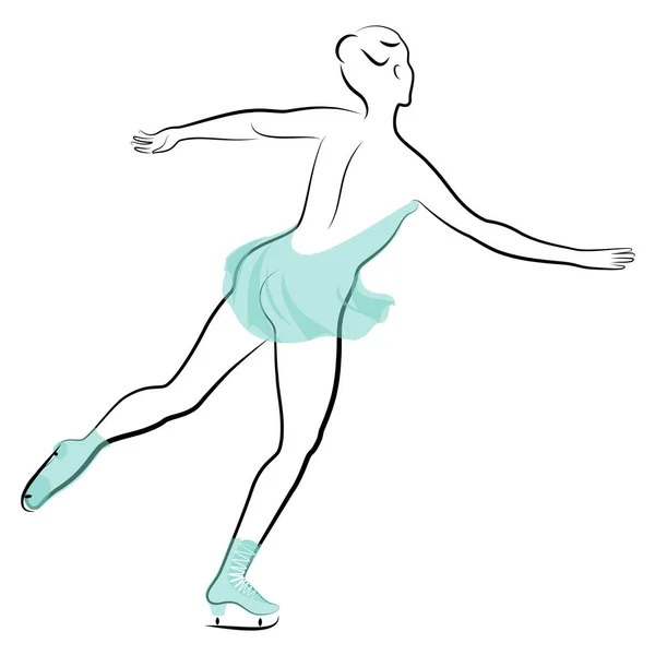 Skater skates on ice. The girl is beautiful and slender. Lady athlete, figure skater. Vector illustration. — 스톡 벡터