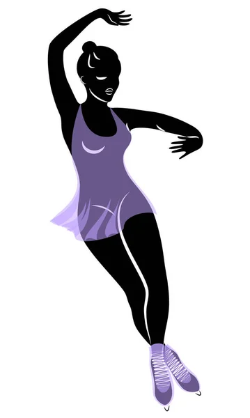 Patines de patinaje sobre hielo. La chica es hermosa y delgada. Mujer atleta, patinadora artística. Ilustración vectorial . — Vector de stock