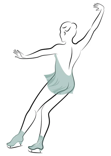 Patenci buz üstünde kayar. Kız güzel ve narin. Bayan sporcu, artistik patinajcı. Vektör illüstrasyonu.