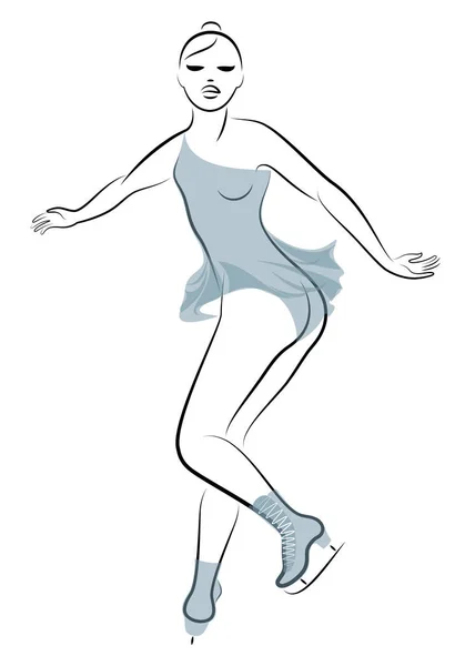 Skater skates on ice. The girl is beautiful and slender. Lady athlete, figure skater. Vector illustration — Stock Vector