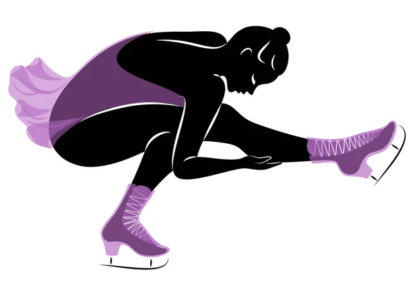 Skater skates on ice. The girl is beautiful and slender. Lady athlete, figure skater. Vector illustration — 스톡 벡터