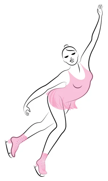 Schlittschuhlaufen auf dem Eis. Das Mädchen ist schön und schlank. Athletin, Eiskunstläuferin. Vektorillustration. — Stockvektor