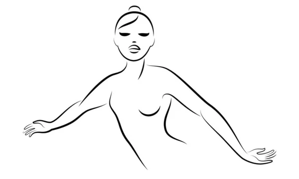 Silhouette Dame Silhouettes Des Mains Tête Une Fille Femme Gracieuse — Image vectorielle