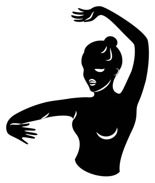 Silhouette de dame. Silhouettes des mains et de la tête d'une fille. Femme gracieuse. Illustration vectorielle — Image vectorielle