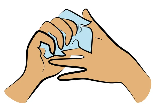 用干净的毛巾擦拭你的手 卫生程序 疾病预防 有益于健康 矢量说明 — 图库矢量图片