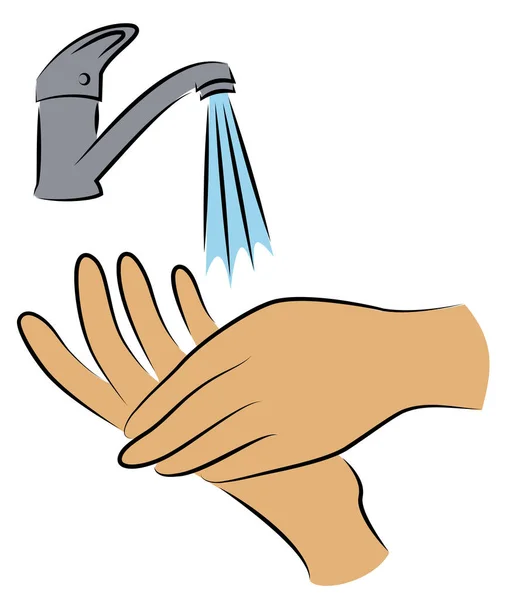 Wash Hands Water Tap Hygienic Procedure Disease Prevention Good Health — Stock Vector