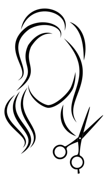 Silhouette Une Jolie Dame Fille Montre Une Coiffure Sur Cheveux — Image vectorielle