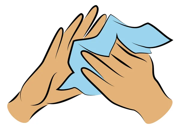 Esfregue Mãos Com Uma Toalha Limpa Procedimento Higiénico Prevenção Doenças — Vetor de Stock