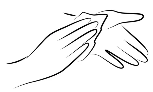 Wrijf Handen Met Een Schone Handdoek Hygiënische Procedure Ziektepreventie Goed — Stockvector