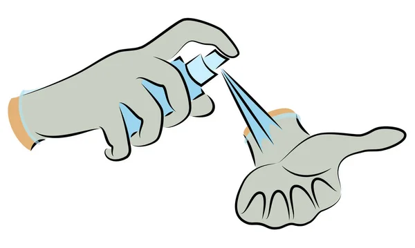 Hände Handschuhen Antiseptische Desinfektion Hygienischer Eingriff Prävention Von Krankheiten Gut — Stockvektor