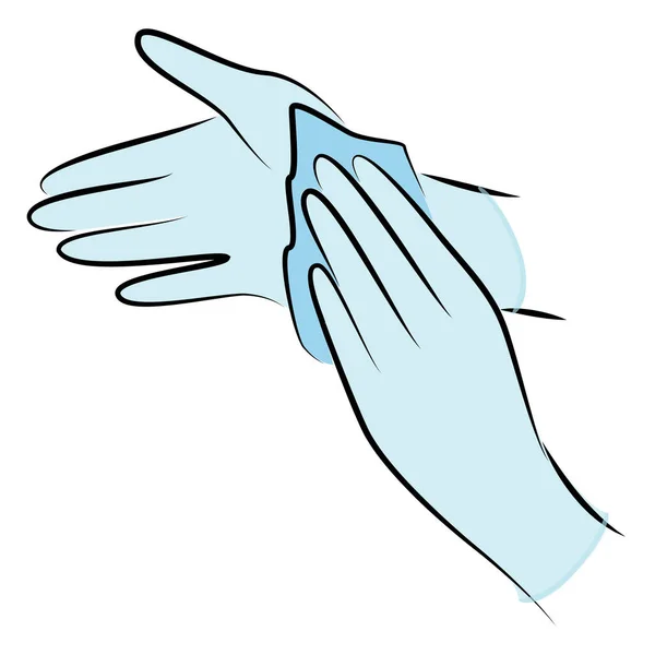 Gnugga Händerna Med Ren Handduk Hygieniskt Ingrepp Förebyggande Sjukdomar Bra — Stock vektor