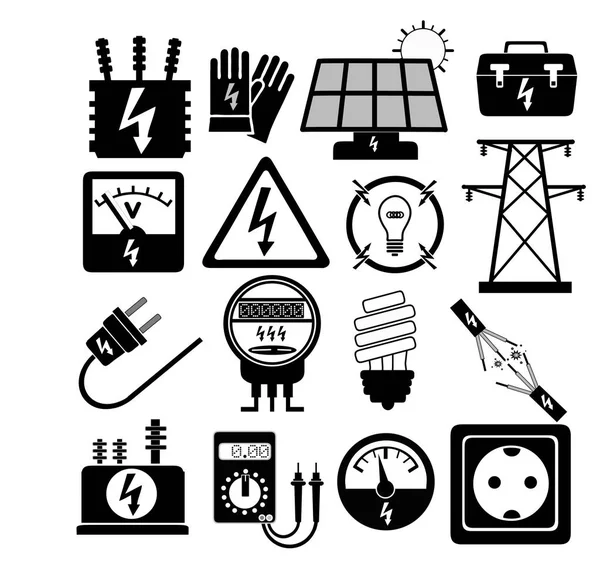 Conjunto de ícone de eletricidade — Fotografia de Stock