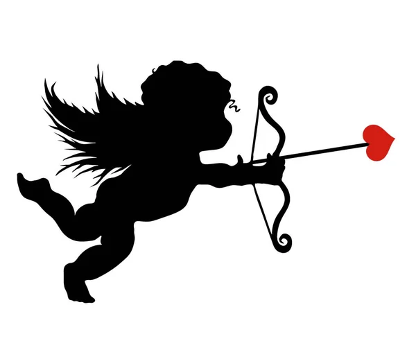 Isolated Profile Cupid Flying Valentines Day Shooting Arrow Hearts Point — Stock Photo, Image