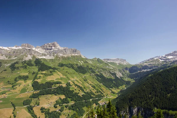 Sunny summer day with view over the Schaechental in Switzerland — ストック写真