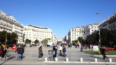 Cumartesi 3rd Aralık 2016 - güneşli gün Aristotelous square, Thessaloniki, Yunanistan