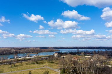 Belgrad, Sırbistan, Kalemegdan kale görüldüğü gibi Tuna ve Sava nehirlerinin izdiham